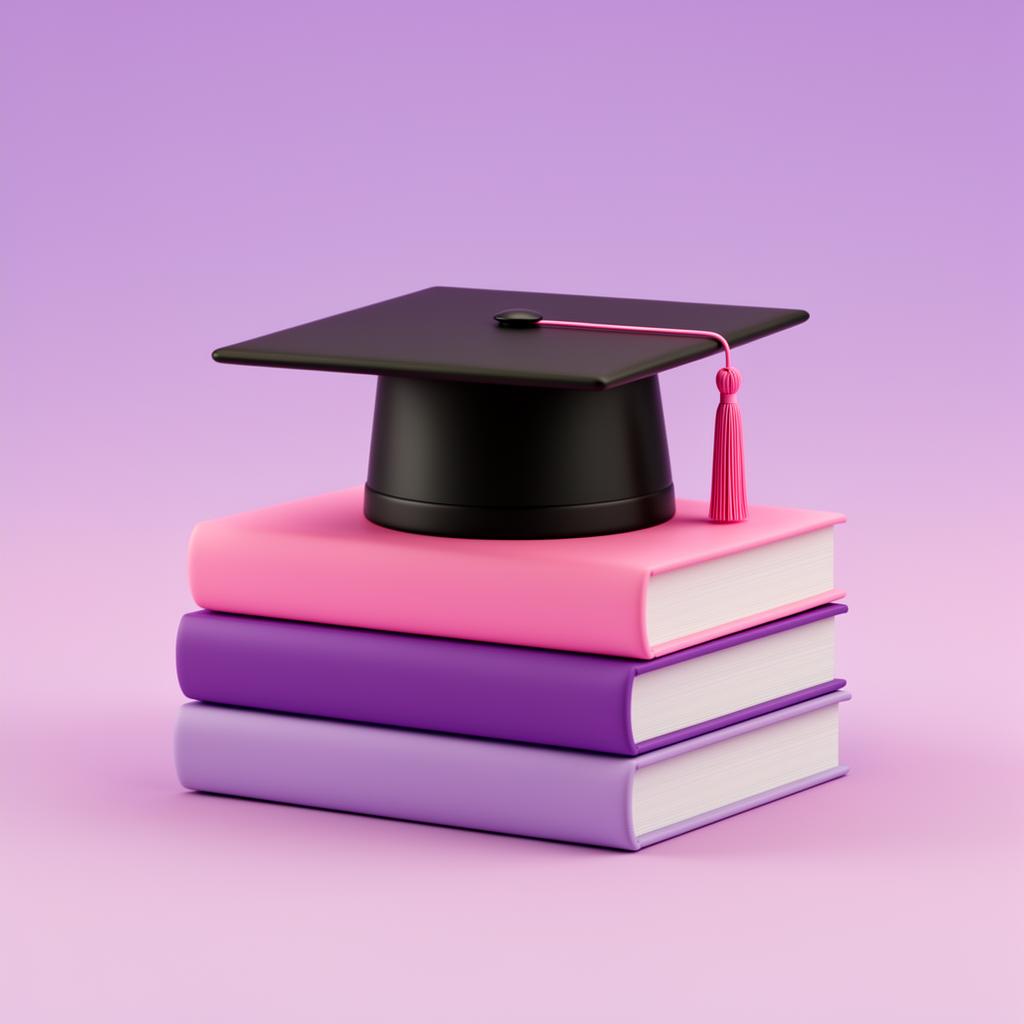 Graduation cap on stacked books